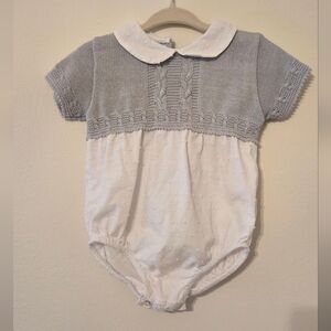 Baby white/grey knit romper
